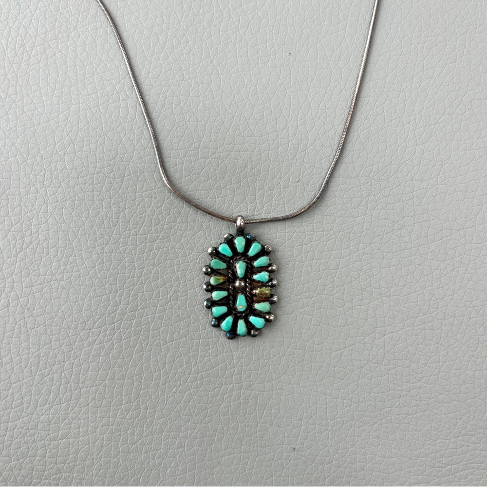 *Signed* M Kanesta Zuni Petit Point Turquoise Necklace